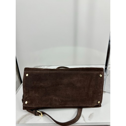 RARE Claudia Firenze Chocolate Brown Handle Suede Hand Bag Purse Large Trendy - Picture 7 of 10