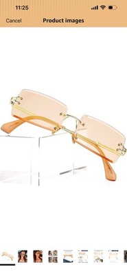 PORADAY Rectangle Sunglasses for Women Men Vintage Rimless Square Sun Glasses