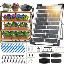 Solar Drip Irrigation System, 8W Powered Auto Watering Kit for 30 Pots, HD LE...