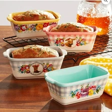 The Pioneer Woman - Sweet Romance Blossoms - Mini Ceramic Loaf Set - Pack Of 4