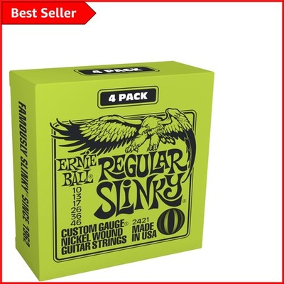 Regular Slinky nickelumwundene 4er-Pack Saiten für E-Gitarre - Medium 10-46