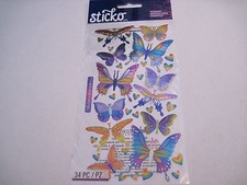 Craft Stickers Sticko Metallic Butterflies Foil Colorful Multiple Sizes
