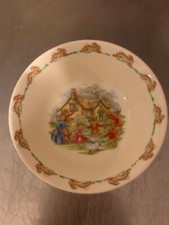 Royal Doulton Bunnykins Child's Bowl, Bunnies Playing in the Yard - B