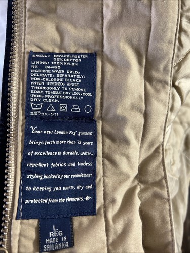 London Fog Coat Full Zip Button Jacket Parka Zip Out Lining Sz Large Tan Warm - Picture 4 of 6