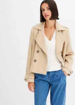 Freemans Beige Double Breasted Pea Coat   Plus Size UK 18   (ccc507)