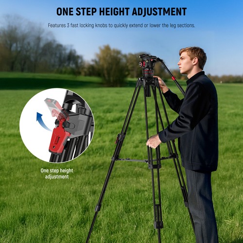 NEEWER LL37 78" Carbon Fiber Tripod, Fluid Head, 22lb Load, QR Plate - Picture 9 of 9