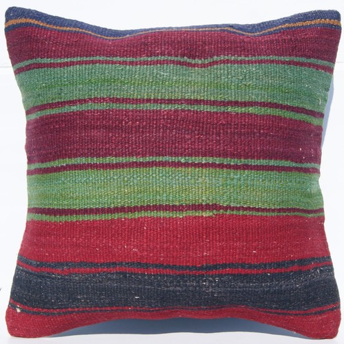 Set of 4 Turkish Kilim Pillow Covers 16x16” Handwoven Wool Cushion Set Pillows - Picture 5 of 5