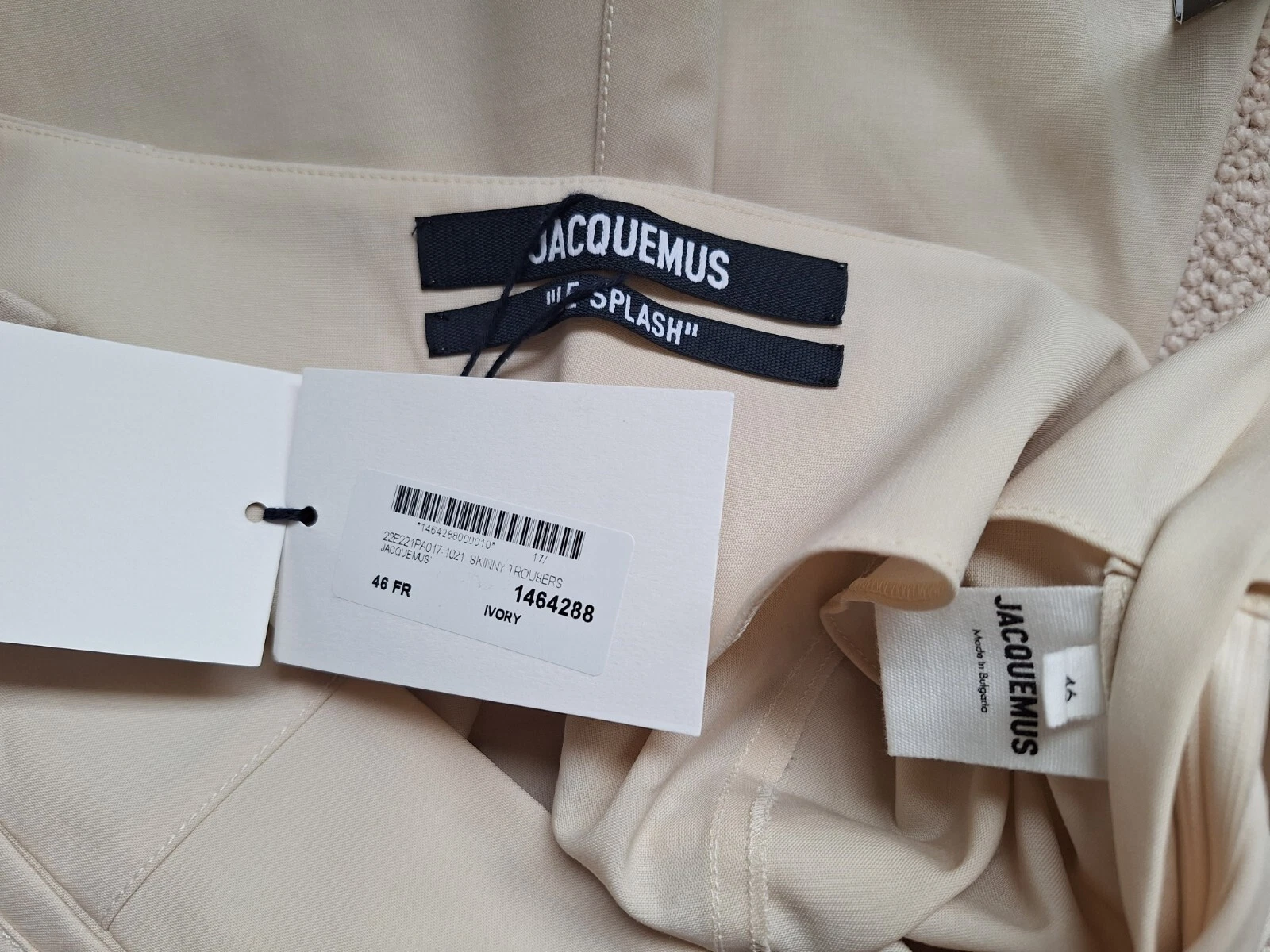 Pantaloni Jacquemus Le Splash Le Pantalon Tangelo misto lana svasata nuovi con etichette 46F