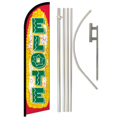 Elote Windless Banner Swooper Advertising Flag Pole Kit Concessions Food
