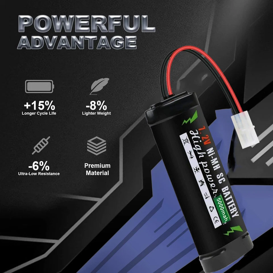 4Stk 7,2V 5000mAh Wiederaufladbar Akku Ni-MH Batterie Tamiya Stecker für RC Auto - Bild 4 von 4