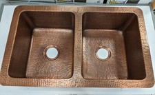 Houzer Topmount & Undermount Hand Hammered Copper Double Bowl Kitchen Sink