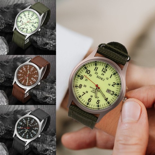 Men's Watch Quartz Watch Canvas Watch StrapSimulate Military Leather Watches - Picture 14 of 17