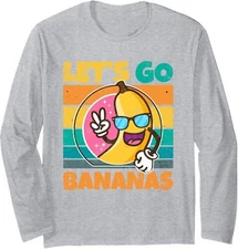 Banana Meme Let Go Banana Peace Retro Vintage Funny Long Sleeve Tshirt