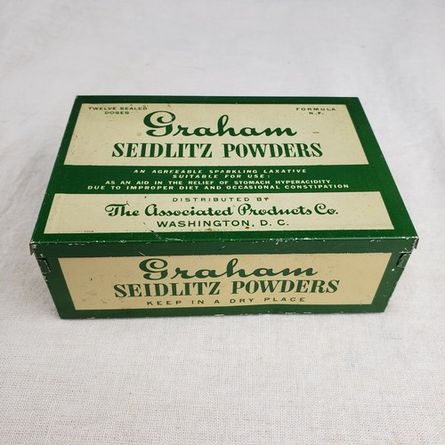 Rare Antique Vintage Graham Seidlitz Powders Medicine Laxative Old Tin Box Ad