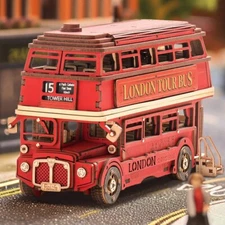ROBOTIME 3D Wooden Puzzle London Tour Bus DIY Building Toys Gift for Adult Teens