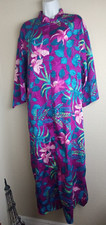 VALERIE STEVENS Sz L Long Satin Nightgown Floral Multicolor