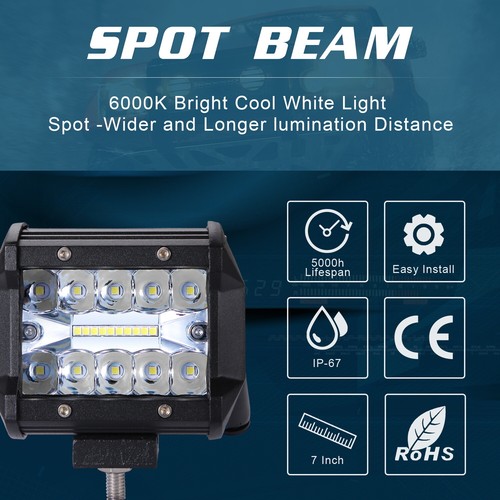 4x 4" 120W LED Work Light Bar Boat Truck ATV SUV Drive Spot Flood Projector Lamp - Picture 9 of 9