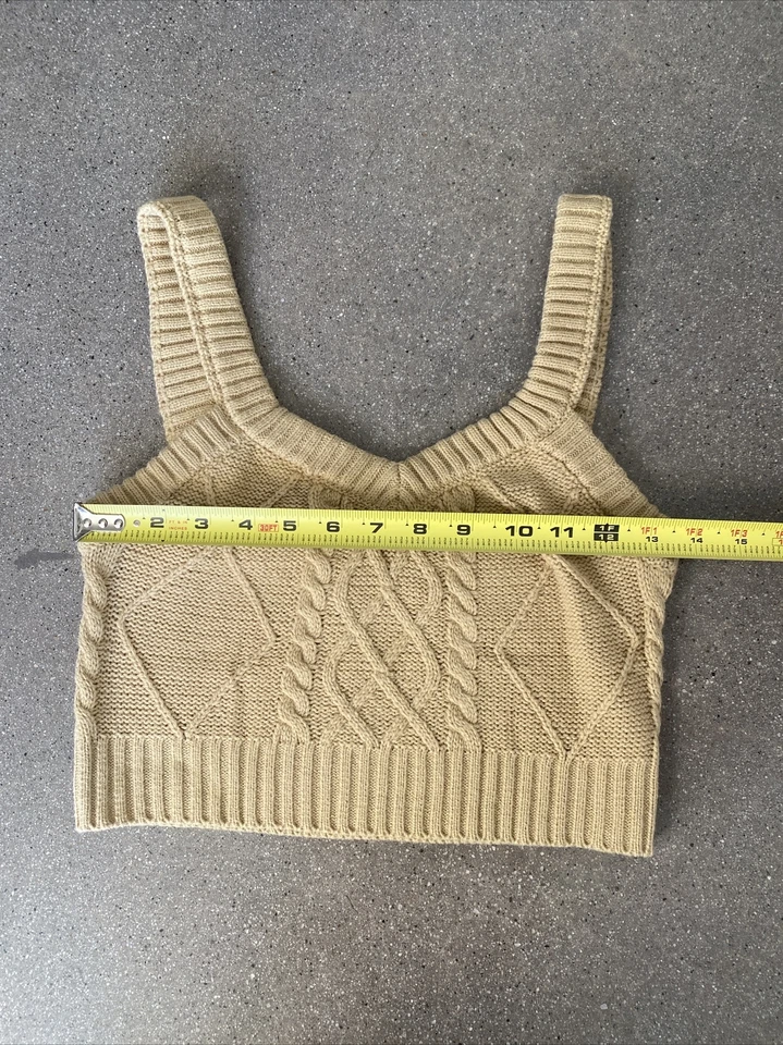 Женская вязаная укороченная майка Hazel Moon Cable бежевая M - Изображение 4 из 4