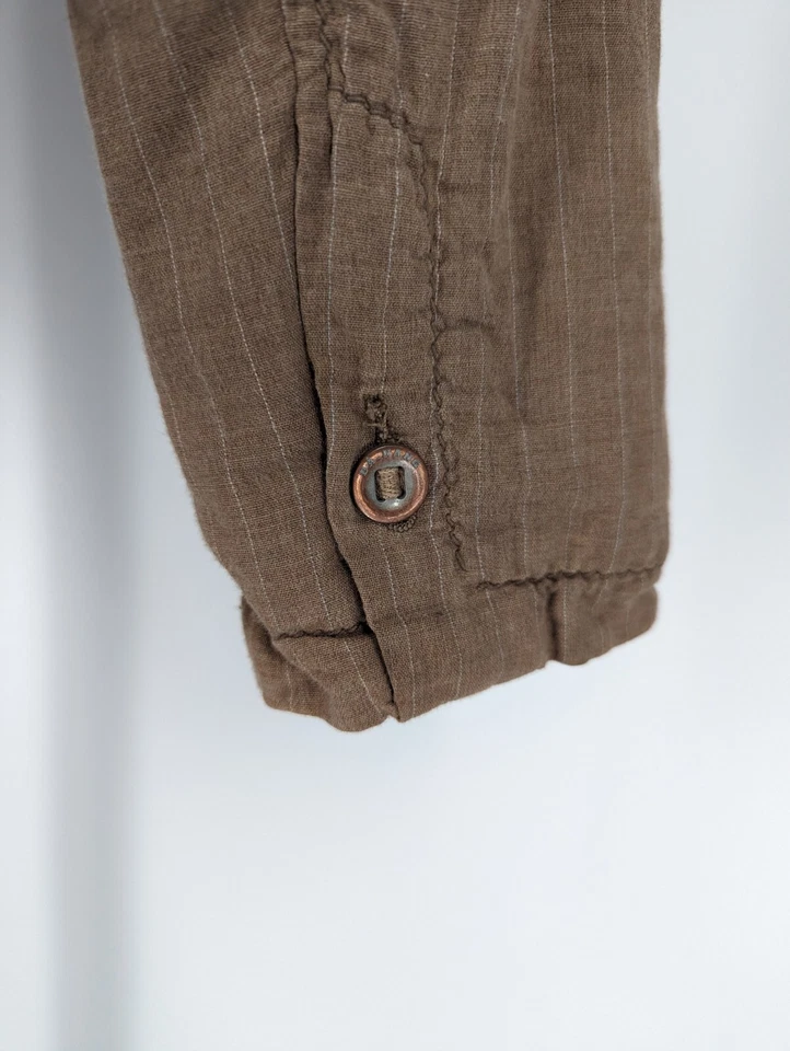 Da-Nang Vintage Bohemian Natural Fiber Stripe Tuxedo Worker Jacket Blazer 36" - Image 3 of 4