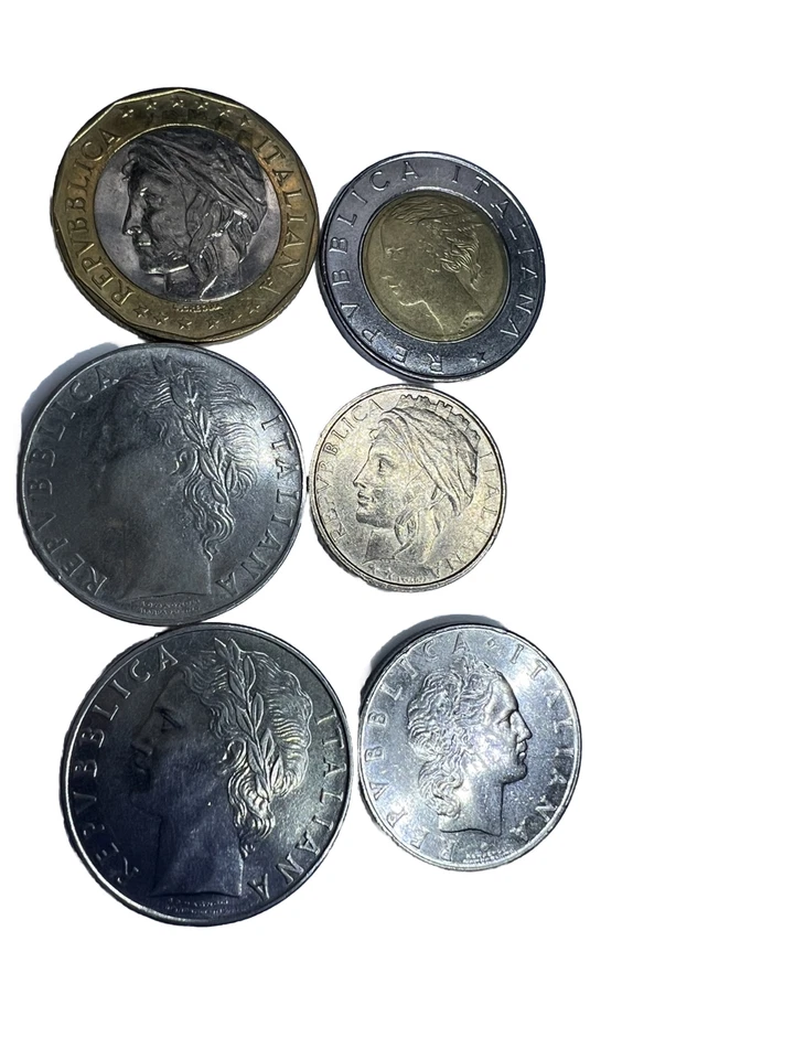 ITALIA LIRES 6 MONEDAS $1.000-$500-$100-$50 De 1957 A 1998 MS Coleccionables Foto 3 de 4