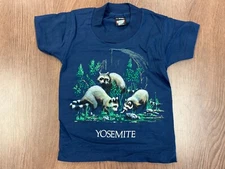 VINTAGE YOSEMITE RACCOON HALF DOME KIDS 2-4 T SHIRT DEADSTOCK 90S TODDLER NAVY