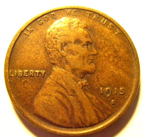 1915 S Lincoln Cent , VF/EF Low Mintage,   (15SFN2) FREE SHIPPING