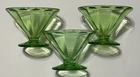 3pc Vintage Federal Glass Green Uranium Glass Ice Cream Dessert Dish Cups