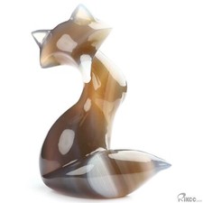 4.1" Premium Brazilian Agate Hand Carved Crystal Fox Sculpture, Crystal Healing