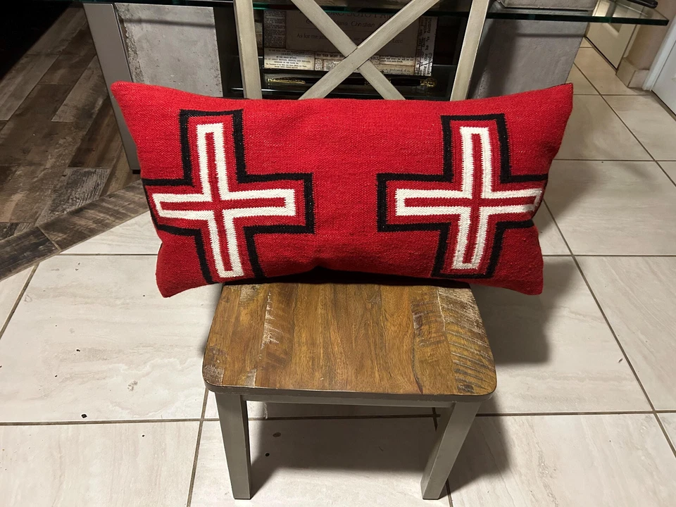 Navajo Design Vintage Southwest Wool Handmade Pillow Case Cushion Cover 18x18 in - Image 4 of 4