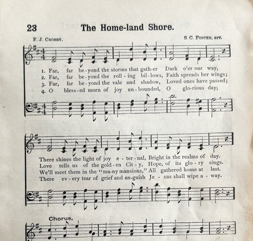 1894 Sheet Music The Home-Land Shore Christian Victorian Gospel Hymns 7.75 X 5"