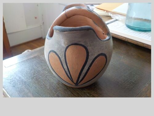 Alte Vintage Santo Domingo Keramik Vase mit zwei Ausgießen 5 Zoll - Bild 5 von 6