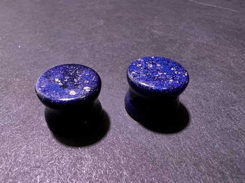 Handmade Resin Blue And Iridescent Pink Plug Earrings 14mm - Picture 2 of 6