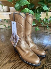 Woman’s Size 5 Gold Justin Roper Boots Brand New Western Style Genuine Leather