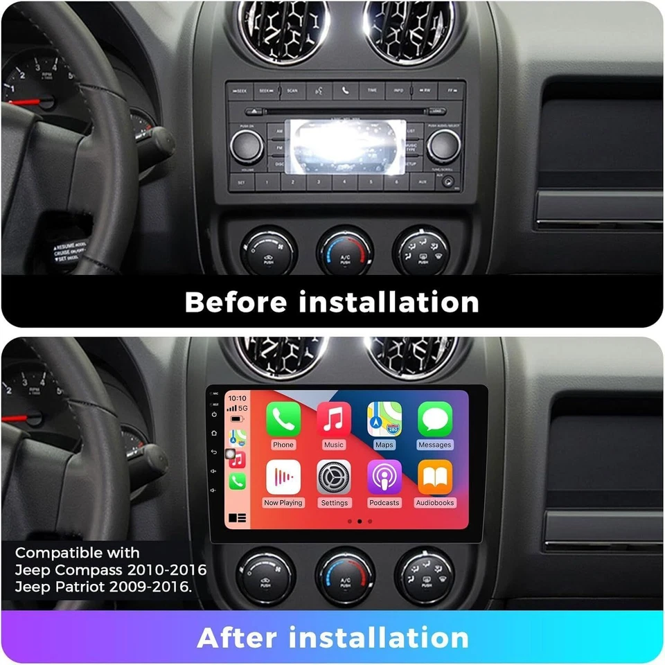 Apple Carplay Car Stereo Radio GPS Android 13 For Jeep Patriot Compass 2009-2016 Foto 4 de 4