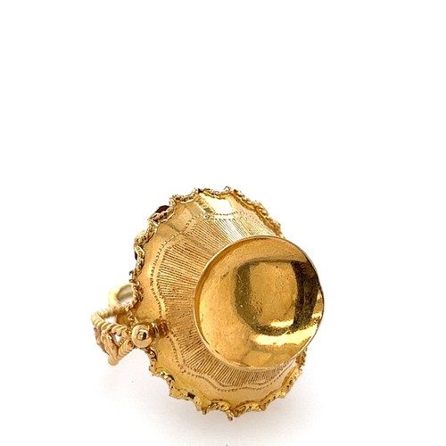 Colgante con dije grande cesta de flores de oro amarillo de 18 K Estate alrededor de la década de 1950 - Imagen 5 de 5