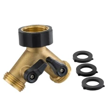 RecPro RV Hose Splitter with Shutoff | 2 Way Y Garden Hose Splitter