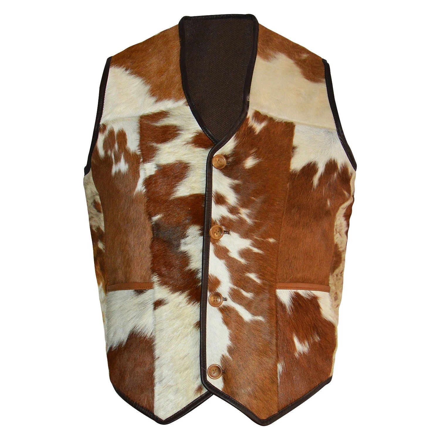 Men's Cowhide Leather Vest Real Natural Hair On Leather Vest Cowboy New Arrival