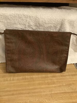 Vintage ETRO Leather paisley print Pouch Authenticity Code 88-094240 0053 Italy