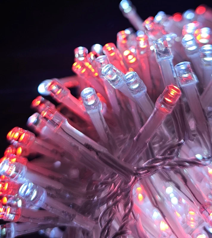 Catena Luci Natale 400 LED Interno Esterno Giochi di Luce Fredda Bianco e Rosso, fotografia 6 di 8