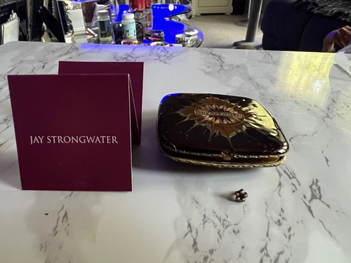 Specchio vintage Jay Strongwater donna smalto e cristallo tigre compatto *nuovo con etichette* - Foto 7 di 15