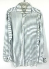 Vintage Faconnable Mens Button Up Shirt 5 16.5 XL Long Sleeve Striped USA Made