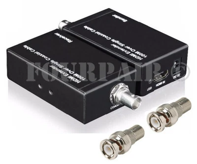 HDMI over single SDI or RG6 Coax Cable Extender Balun Sender Receiver BNC 328ft