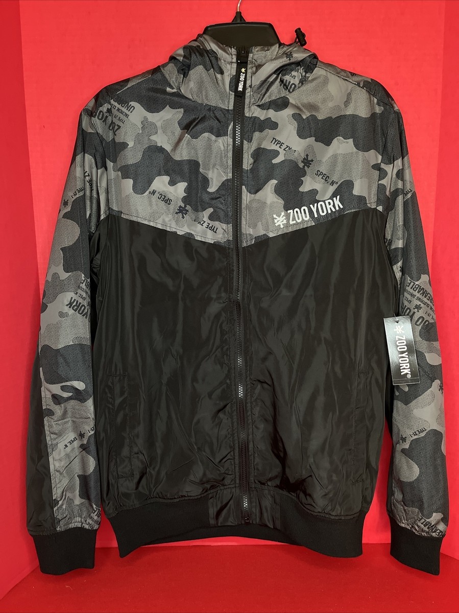 ZOO YORK Bubble Camo Zip Up Hooded Lightweight Windbreaker Jacket