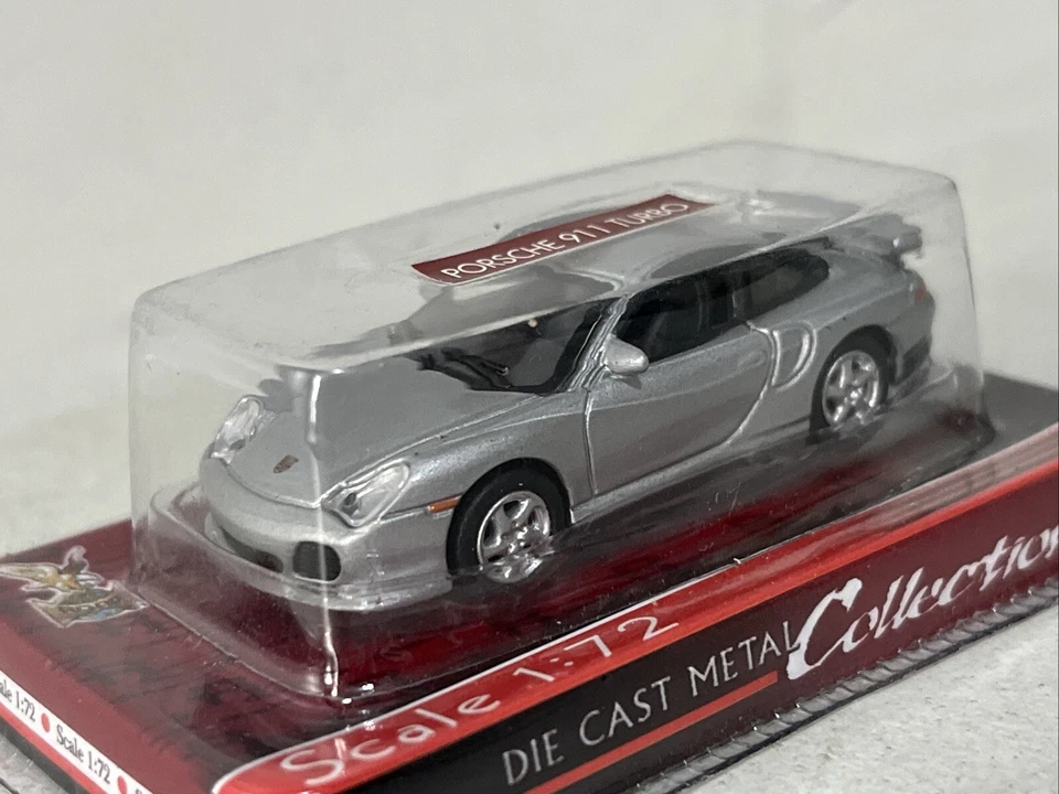 FIRMA DE CARRETERA ESCALA 1/72 - MODELO DIECAST PORSCHE 911 TURBO PLATEADO METÁLICO Foto 2 de 4