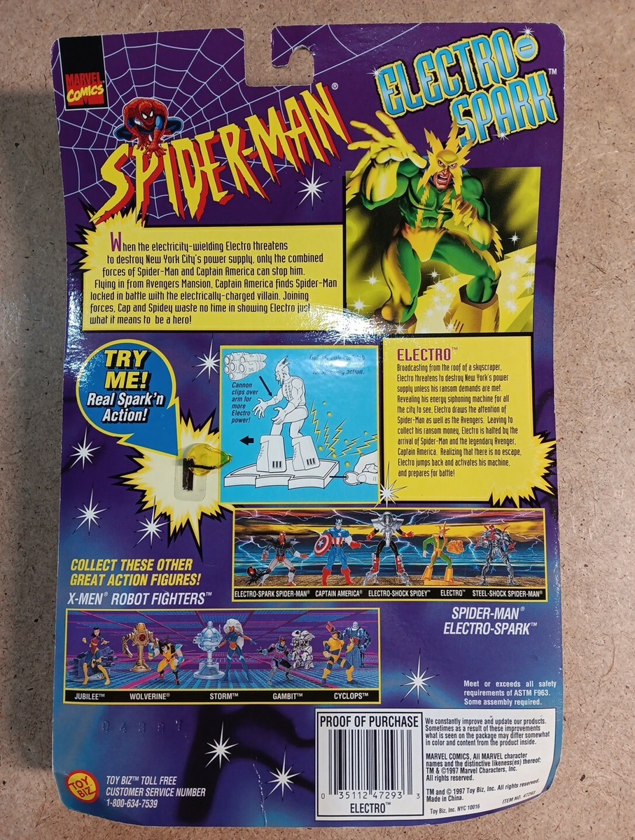 スパイダーマンElectro-SPARK 4体セット☆1997年製☆美品 Toy Biz MC-Spider-Man Electro Spark/Electro Spark Spider-Man