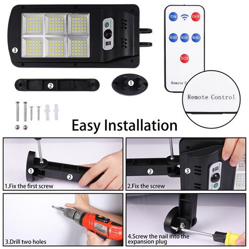 Wireless IP65 Motion Sensor Solar Security Wall Light w/ 3 Modes for Garden Yard - Picture 43 of 47