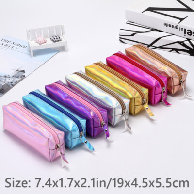 Student Pencil Bag Case Laser Zipper Sketch Pen Box School Stationery Supply