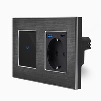Touch Lichtschalter Steckdose Schuko USB A/C Ladebuchse Alurahmen UP Luxus-Time