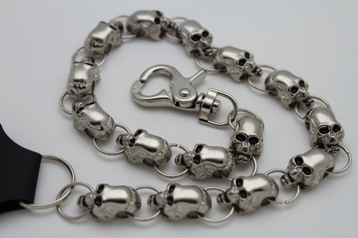 Men Silver Metal Long Wallet Chain Link Jeans Biker Skull Men Silver Metal Long Wallet Chain Link Jeans Biker Skull