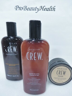 AMERICAN CREW Moisturizing Shampoo & Conditioner 8.4 oz & Pomade 3 oz